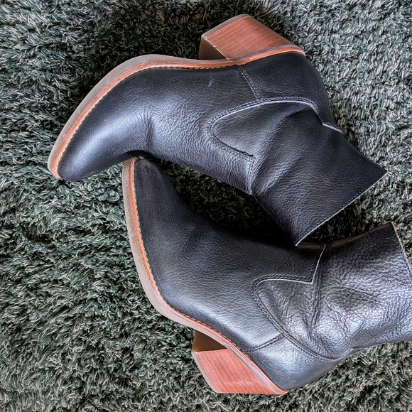 Black Leather Ankle Boots - Picture 1 of 6